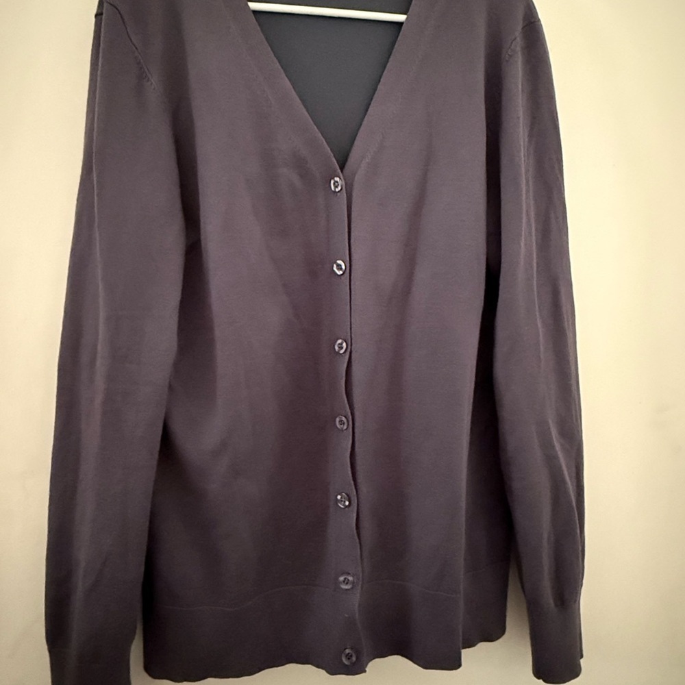 Classic V-Neck Button Cardigan in Charcoal